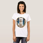 fluffy witte hond t-shirt (Voorkant volledig)
