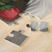 Fluffy Witte Kat en Volkskunst Bloemen Legpuzzel (Zijkant)