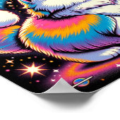 Fluffy witte kat in de ruimte poster (Hoek)