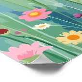 Fluffy witte kat in wilde bloem weide, schattige b poster (Hoek)