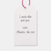 Fluffy Witte Kat Kunstenaar Cadeautag Cadeaulabel (Achterkant)