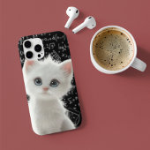Fluffy Witte Kat & Wiskundige Formules Schoolbord Case-Mate iPhone Case