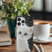 Fluffy Witte Kat & Wiskundige Formules Schoolbord Case-Mate iPhone Case
