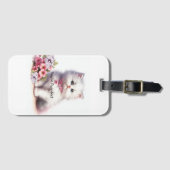 Fluffy Witte Kitten Je Bent Purr-fect Bagagelabel (Voorkant (horizontaal))