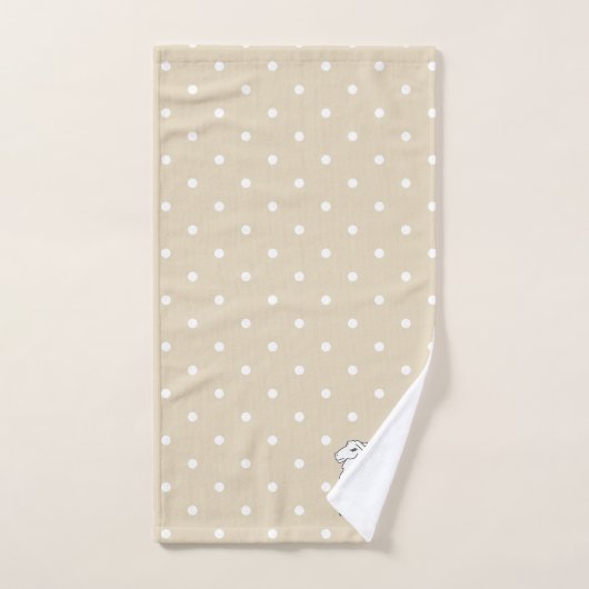 Fluffy Witte Lamas & Polka Dots Taupe Bad Handdoek (Handdoek)
