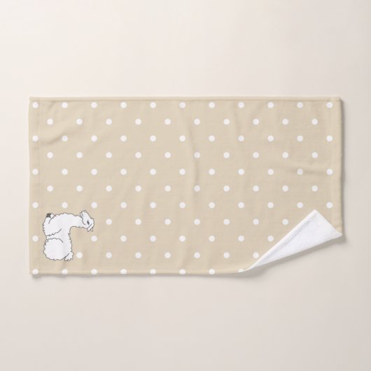 Fluffy Witte Lamas & Polka Dots Taupe Bad Handdoek (Handdoek)