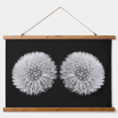 Fluffy witte paardenbloem tweeling zwart en wit hangend wandkleed (Voorkant)