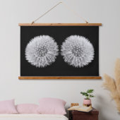 Fluffy witte paardenbloem tweeling zwart en wit hangend wandkleed (Slaapkamer)