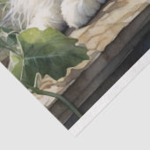 Fluffy Witte Perzische Kat In Een Tuin Decoupage Tissuepapier (Detail)