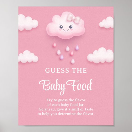 Fluffy witte wolk negen Guess The Baby Food spel Poster (Voorkant)
