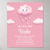 Fluffy witte wolk negen roze Mijn Water Broke spel Poster (Voorkant)