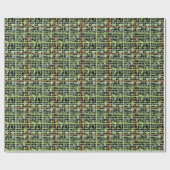 Fluffy Woven Graphic Burlap Green Cadeaupapier (Vlak)
