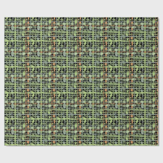 Fluffy Woven Graphic Burlap Green Cadeaupapier (Vlak)
