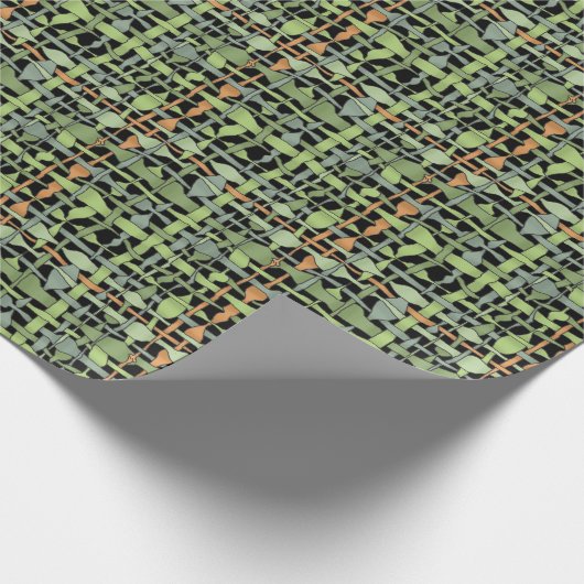 Fluffy Woven Graphic Burlap Green Cadeaupapier (Hoek)