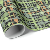 Fluffy Woven Graphic Burlap Green Cadeaupapier (Rol Hoek)