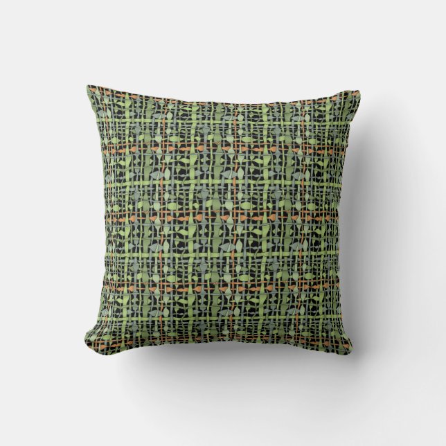 Fluffy Woven Graphic Fabric Green Kussen (Voorkant)