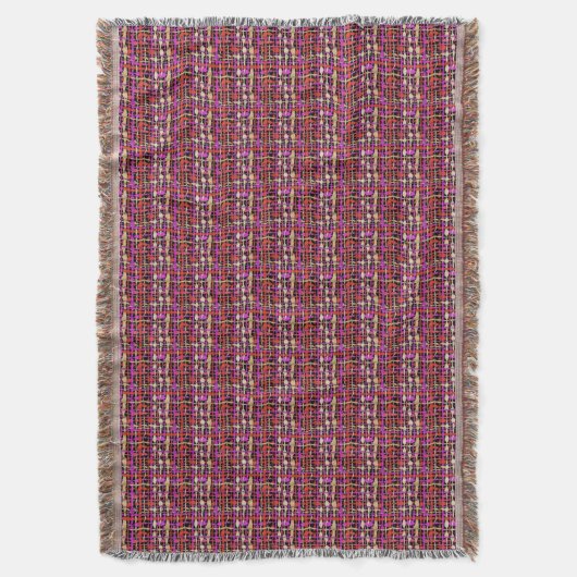Fluffy Woven Graphic Strings Red Deken (Voorkant Verticaal)