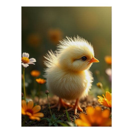 Fluffy Yellow Chick Art Perfect Poster (Voorkant)