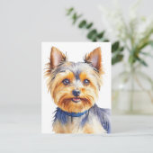 Fluffy Yorkshire Terrier Soft and Gentle Dog Art Briefkaart (Staand voorkant)