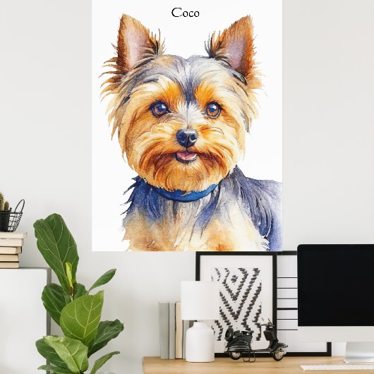 Fluffy Yorkshire Terrier Soft and Gentle Dog Art Poster (Thuiskantoor)