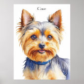 Fluffy Yorkshire Terrier Soft and Gentle Dog Art Poster (Voorkant)