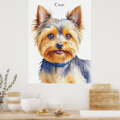 Fluffy Yorkshire Terrier Soft and Gentle Dog Art Poster (Keuken)