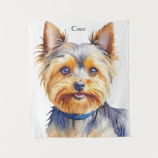 Fluffy Yorkshire Terrier Soft and Gentle Dog Art Wandkleed (Voorkant)