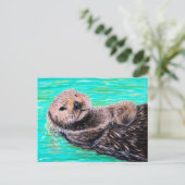 Fluffy Zee Otter Painting Briefkaart (Staand voorkant)