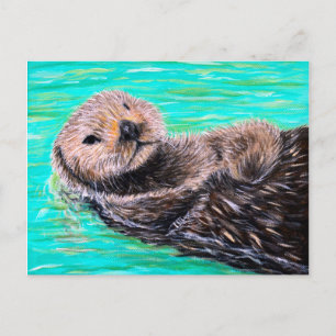 Fluffy Zee Otter Painting Briefkaart
