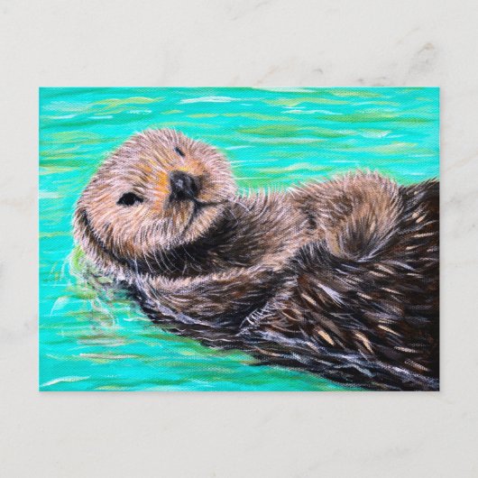 Fluffy Zee Otter Painting Briefkaart (Voorkant)