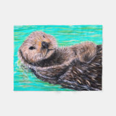 Fluffy Zee Otter Painting Fleece Deken (Voorkant (Horizontaal))