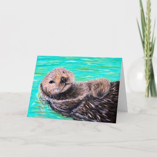 Fluffy Zee Otter Painting Kaart (Voorkant)