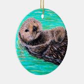 Fluffy Zee Otter Painting Keramisch Ornament (Rechts)
