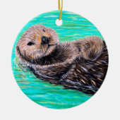 Fluffy Zee Otter Painting Keramisch Ornament (Voorkant)