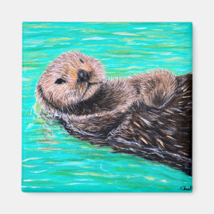 Fluffy Zee Otter Painting Magneet