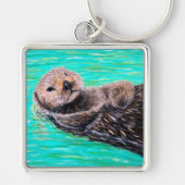 Fluffy Zee Otter Painting Sleutelhanger (Voorkant)