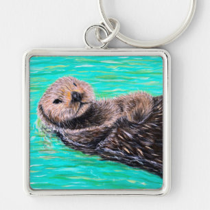 Fluffy Zee Otter Painting Sleutelhanger