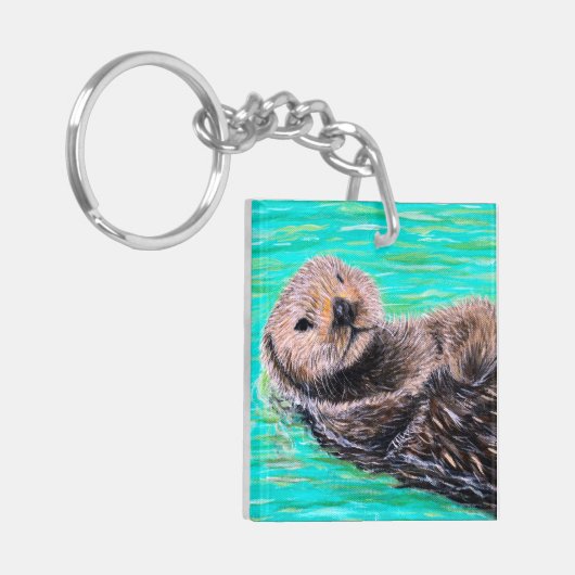 Fluffy Zee Otter Painting Sleutelhanger (Voorkant Links)