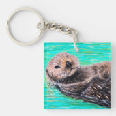 Fluffy Zee Otter Painting Sleutelhanger (Voorkant)