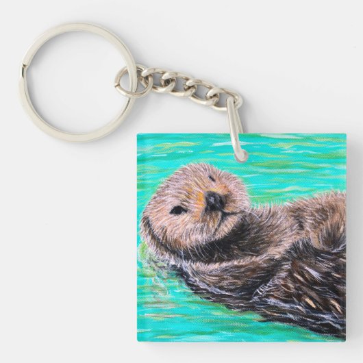 Fluffy Zee Otter Painting Sleutelhanger (Voorkant)