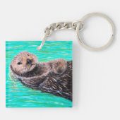 Fluffy Zee Otter Painting Sleutelhanger (Achterkant)
