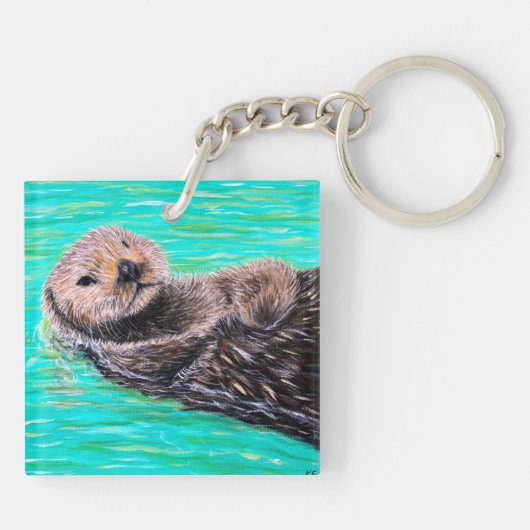 Fluffy Zee Otter Painting Sleutelhanger (Achterkant)