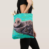 Fluffy Zee Otter Painting Tote Bag (Dichtbij)