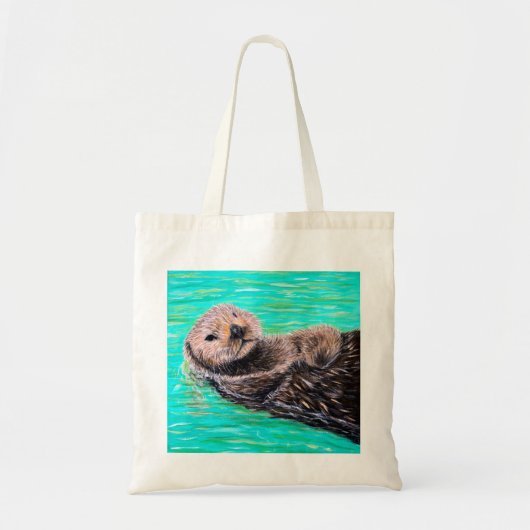 Fluffy Zee Otter Painting Tote Bag (Voorkant)