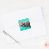 Fluffy Zee Otter Painting Vierkante Sticker (Envelop)
