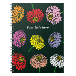 Fluffy Zinnias snijbloem print ontwerp op maat Notitieboek
