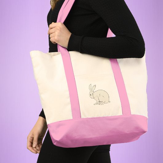 Fluffy Zittend Wit Konijntje Konijn Illustratie Tote Bag