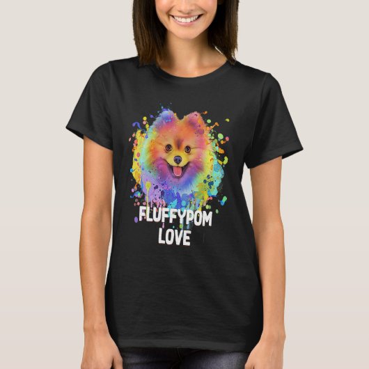 Fluffypom Love Pomeranian Humor Pom Pom Animal Pu T-shirt (Voorkant)