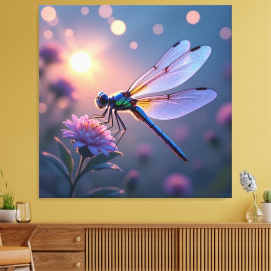 Flügel aus Licht – Die Libelle Canvas Afdruk (Insitu (Woonkamer))