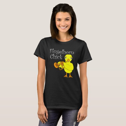 Flugelhorn Chick White Tekst T-shirt (Voorkant volledig)